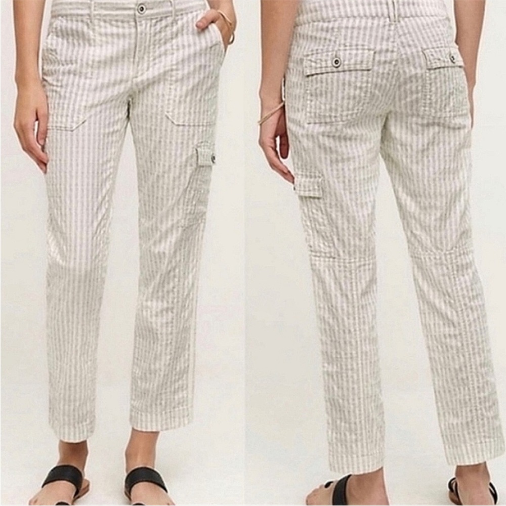 Anthropologie Hei Hei Wanderer Striped cotton blend Cargo cropped ankle pants 2